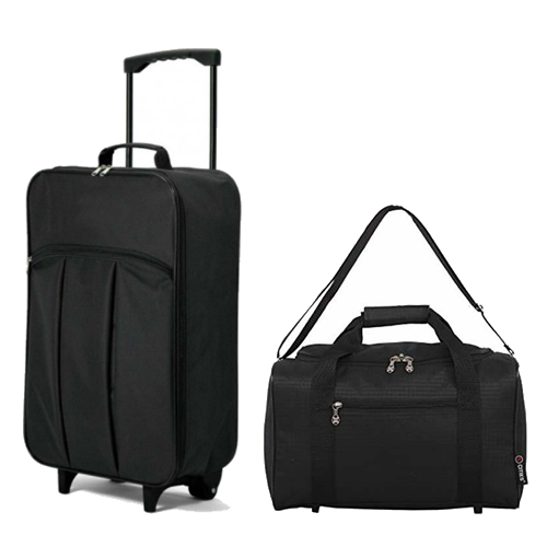 Smart Cabin Bag Set 55x35x20cm Black & Fly Free Under Seat Bag Black